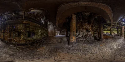 Behind the one remaining melting oven.