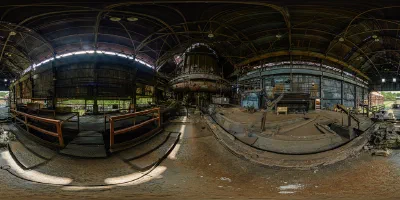 The front side of the one remaining melting oven.